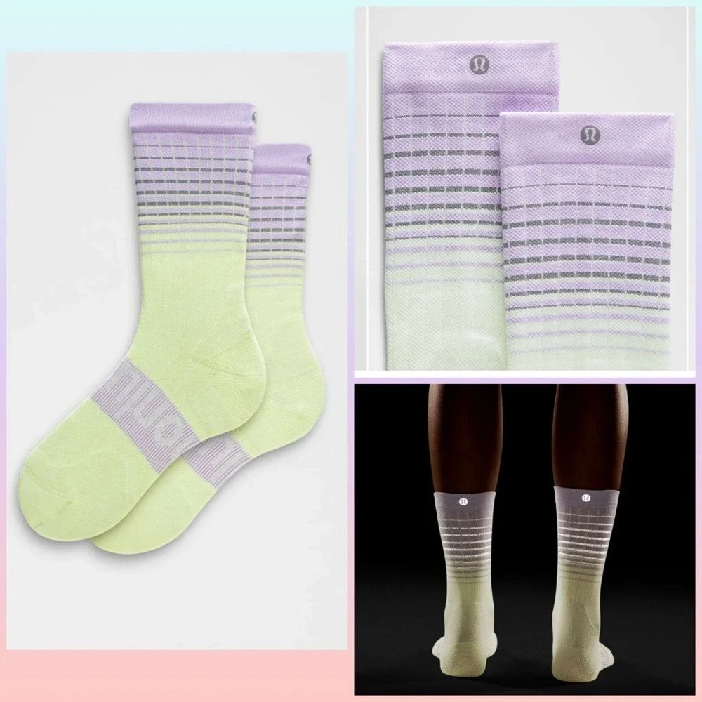 Bundle of 2 Lululemon Womens Power Stride Crew Socks Reflective size small NWT